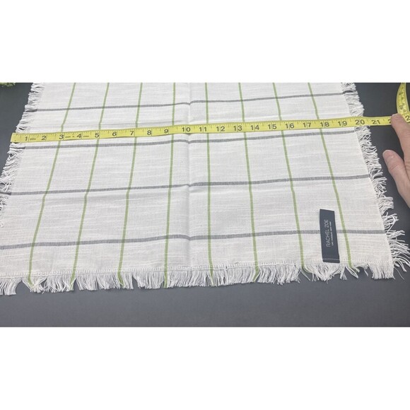 Rachel Zoe 20 X 20” GREEN WHITE Plaid Cotton Fabric Napkin Set Of 7 NEW - Picture 6 of 9